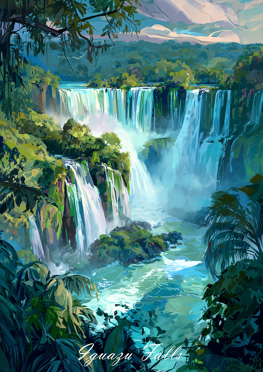 Dramatic Artwork of Iguazu Falls Canvas Print & Poster Wall Art - AI PRINT LAB